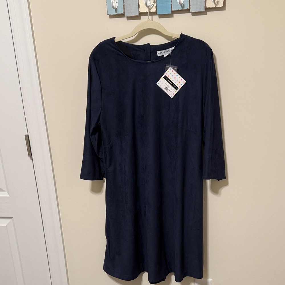 Gretchen Scott Designs Women’s Navy Suede Swinger Back Dress / Size XL / NWT